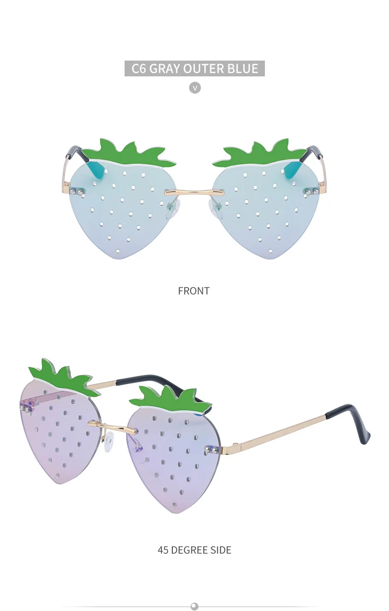 Black Metal Novelty Strawberry Sunglasses Women - Funny Party Cosplay Glasses for Halloween - Details 20