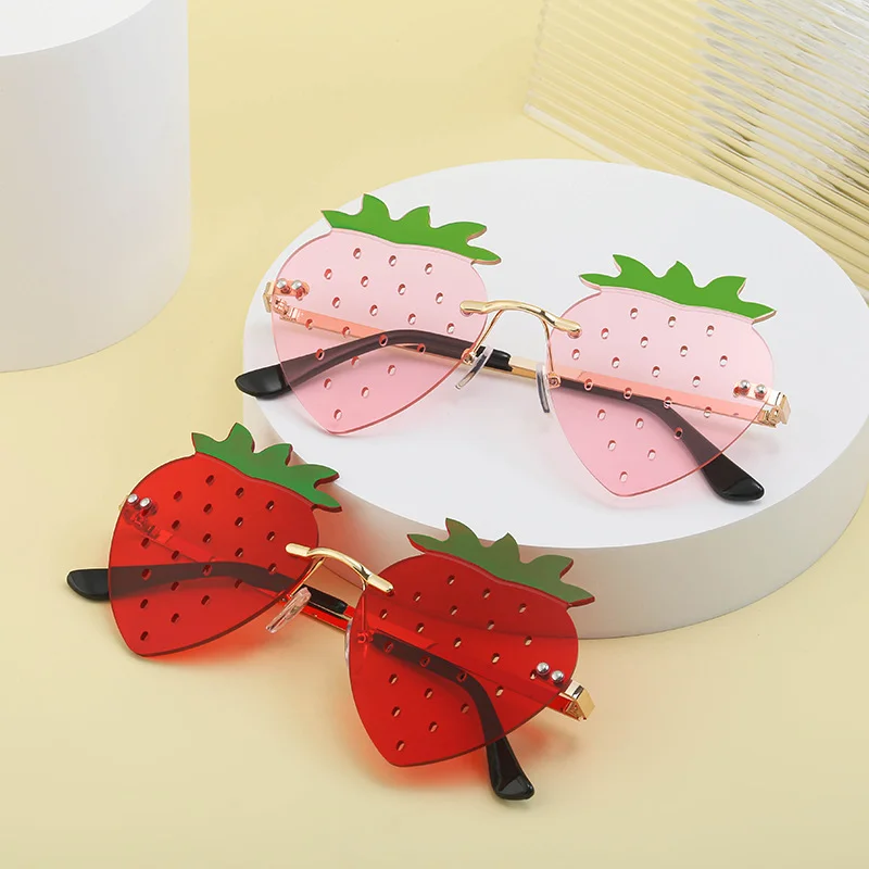 Black Metal Novelty Strawberry Sunglasses Women - Funny Party Cosplay Glasses for Halloween - View 1