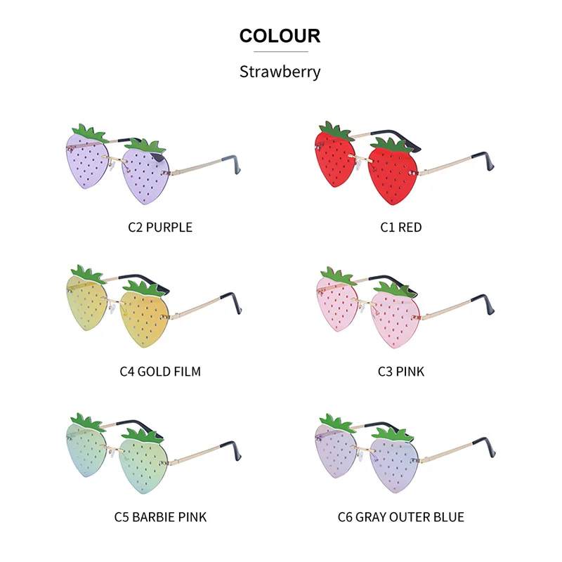 Black Metal Novelty Strawberry Sunglasses Women - Funny Party Cosplay Glasses for Halloween - View 4