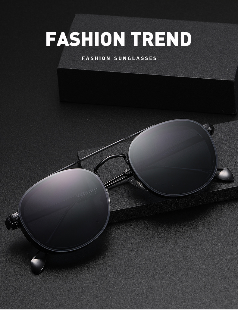 Black Metal Retro Oval Sunglasses - Vintage Small Frame Side Shield Shades - Details 3