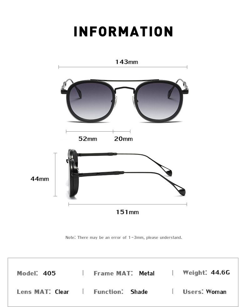 Black Metal Retro Oval Sunglasses - Vintage Small Frame Side Shield Shades - Details 8