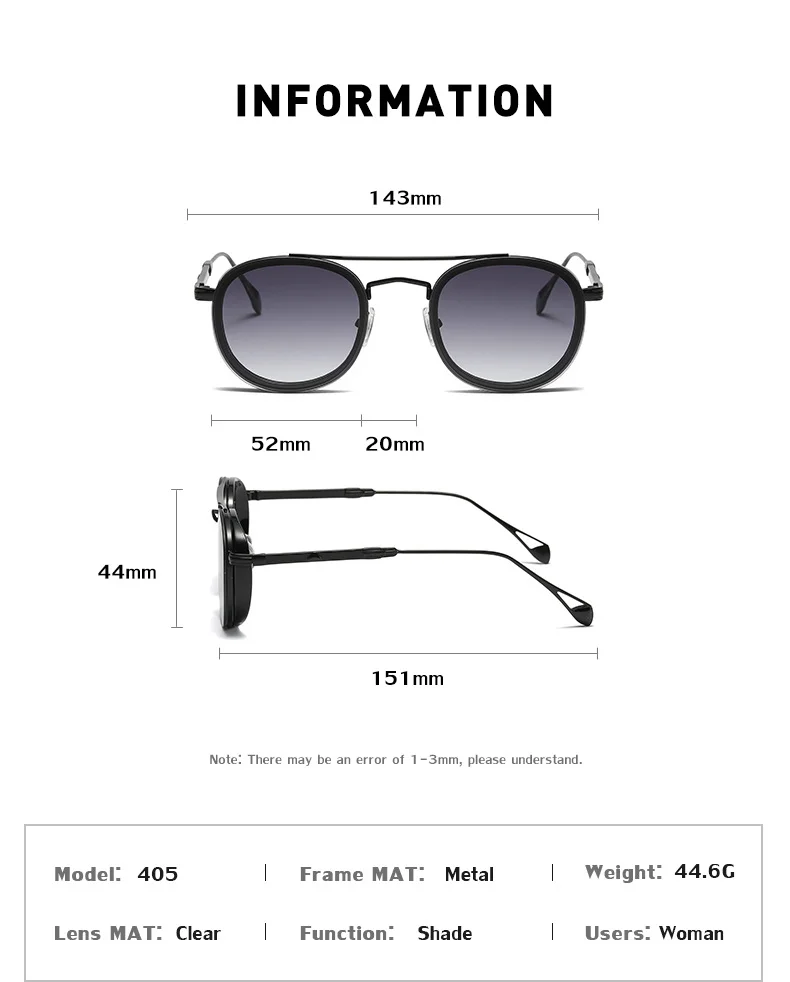Black Metal Retro Oval Sunglasses - Vintage Small Frame Side Shield Shades - Details 8