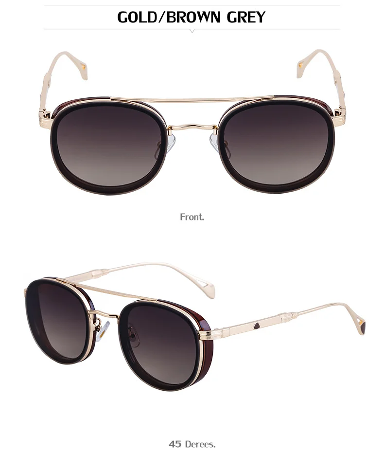 Black Metal Retro Oval Sunglasses - Vintage Small Frame Side Shield Shades - Details 14