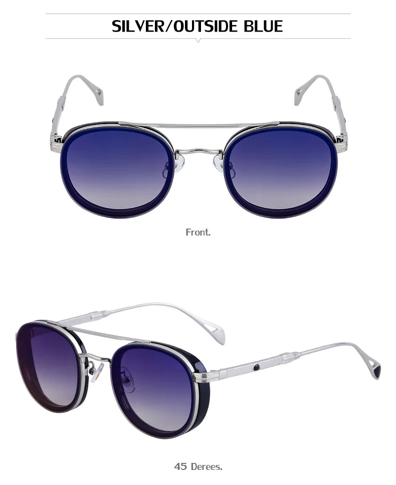 Black Metal Retro Oval Sunglasses - Vintage Small Frame Side Shield Shades - Details 18
