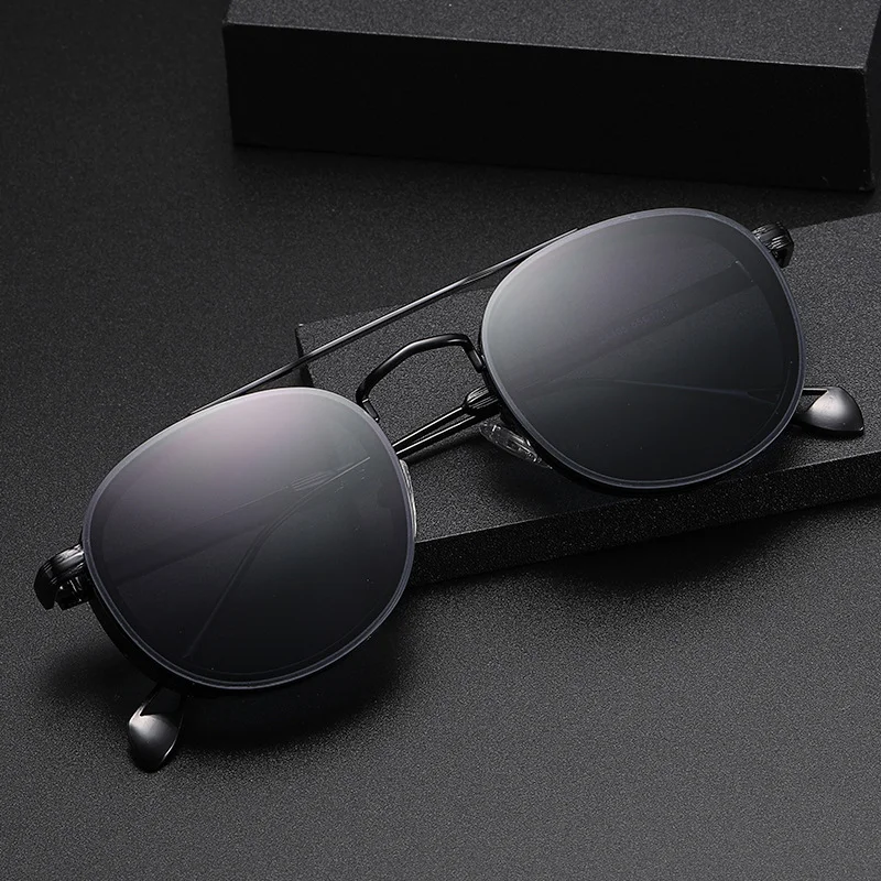 Black Metal Retro Oval Sunglasses - Vintage Small Frame Side Shield Shades - View 3