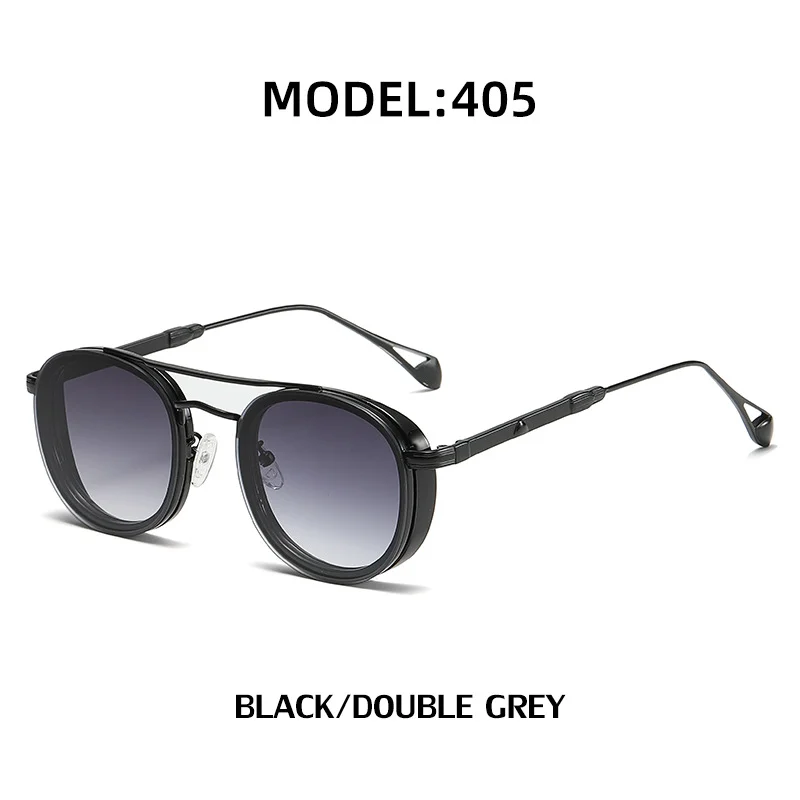 Black Metal Retro Oval Sunglasses - Vintage Small Frame Side Shield Shades - View 5