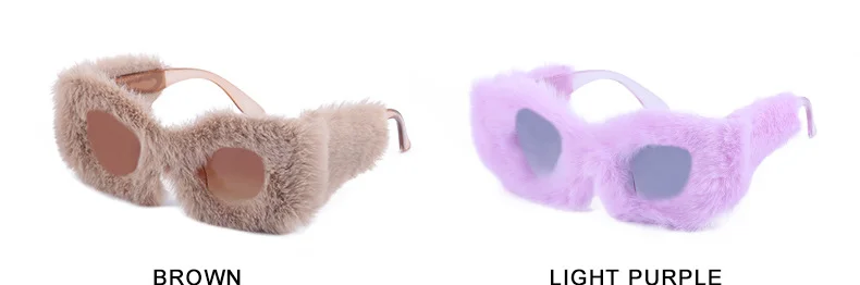 Black PC Women's Fuzzy Cat Eye Sunglasses - Fashion Plush Winter Sun Glasses - Details 12