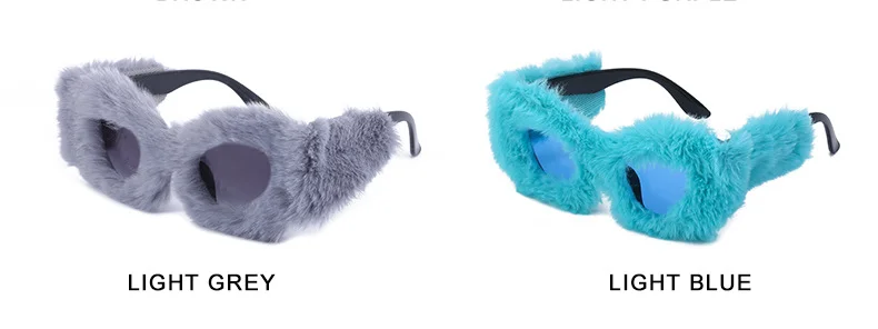 Black PC Women's Fuzzy Cat Eye Sunglasses - Fashion Plush Winter Sun Glasses - Details 13