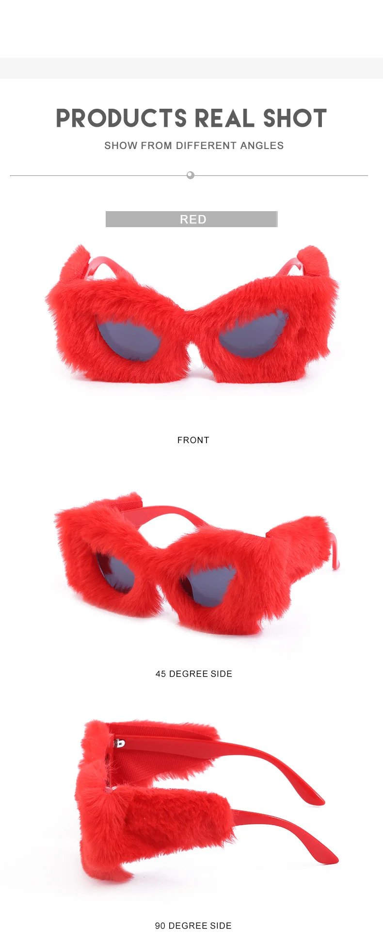 Black PC Women's Fuzzy Cat Eye Sunglasses - Fashion Plush Winter Sun Glasses - Details 14