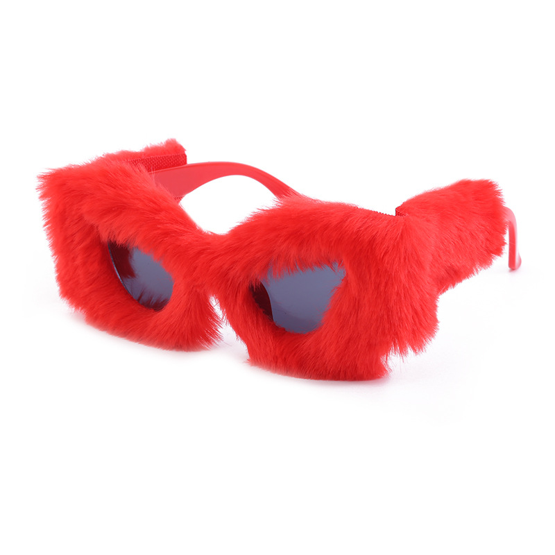 Black PC Women's Fuzzy Cat Eye Sunglasses - Fashion Plush Winter Sun Glasses - View 5