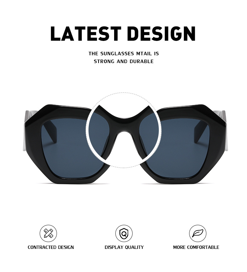 Black PC Women's New Irregular Frame Sunglasses - Trendy Oversized Sun Glasses UV400 - Details 3