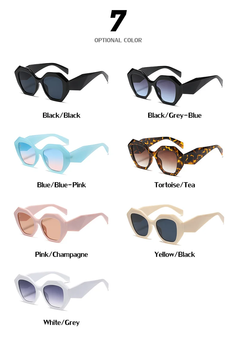 Black PC Women's New Irregular Frame Sunglasses - Trendy Oversized Sun Glasses UV400 - Details 7