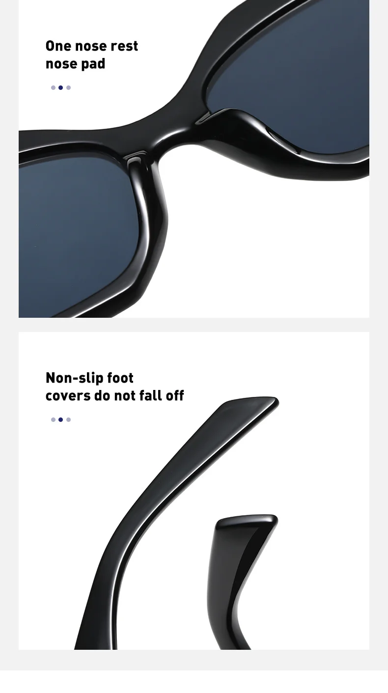 Black PC Women's New Irregular Frame Sunglasses - Trendy Oversized Sun Glasses UV400 - Details 9