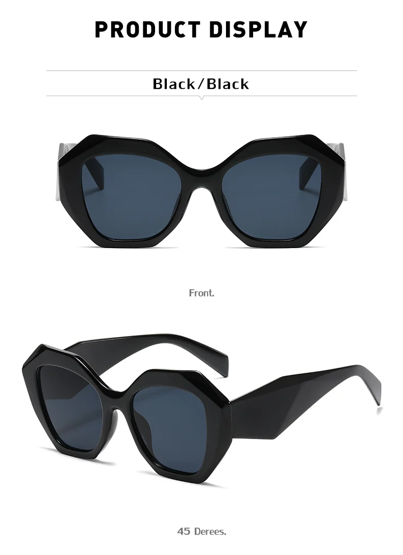 Black PC Women's New Irregular Frame Sunglasses - Trendy Oversized Sun Glasses UV400 - Details 10