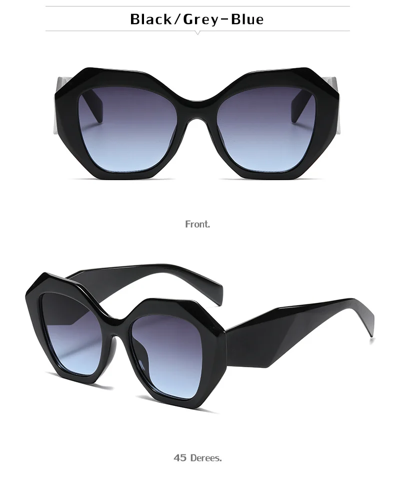 Black PC Women's New Irregular Frame Sunglasses - Trendy Oversized Sun Glasses UV400 - Details 11