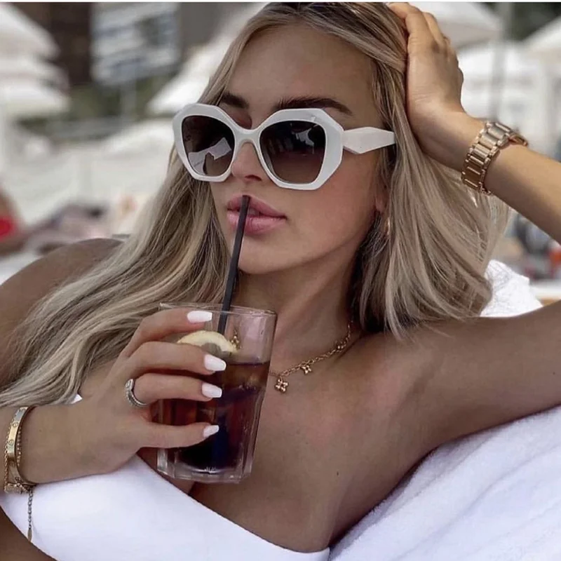 Black PC Women's New Irregular Frame Sunglasses - Trendy Oversized Sun Glasses UV400 - View 1
