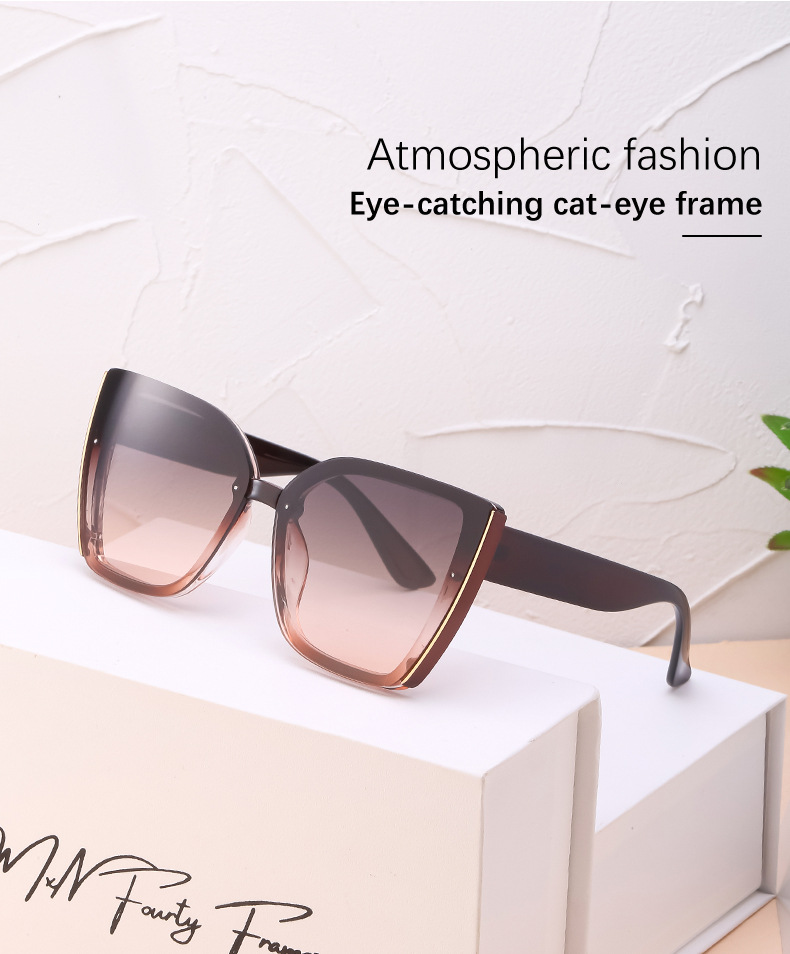 Black PC Women's Oversized Cat Eye Sunglasses - Trendy Fashion UV Protection Shades - Details 6