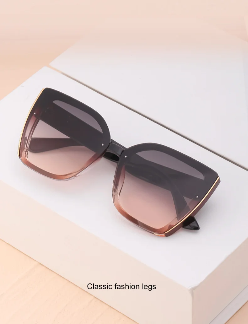 Black PC Women's Oversized Cat Eye Sunglasses - Trendy Fashion UV Protection Shades - Details 9