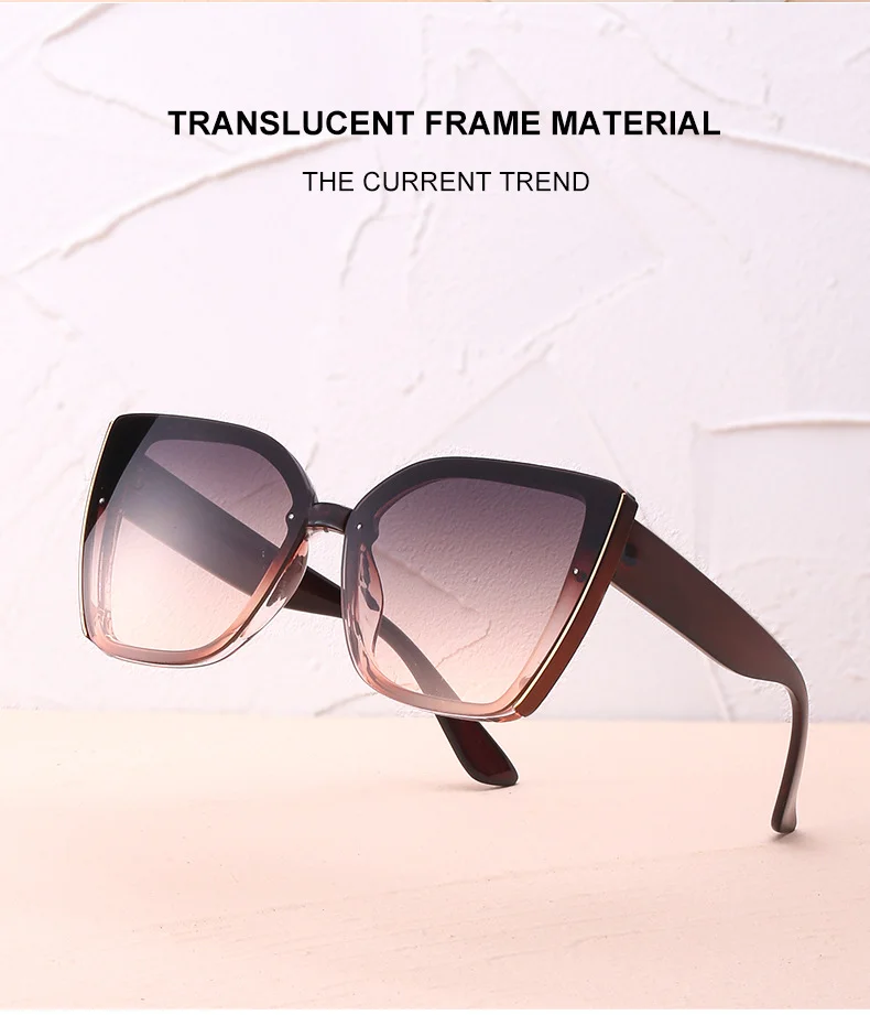 Black PC Women's Oversized Cat Eye Sunglasses - Trendy Fashion UV Protection Shades - Details 10