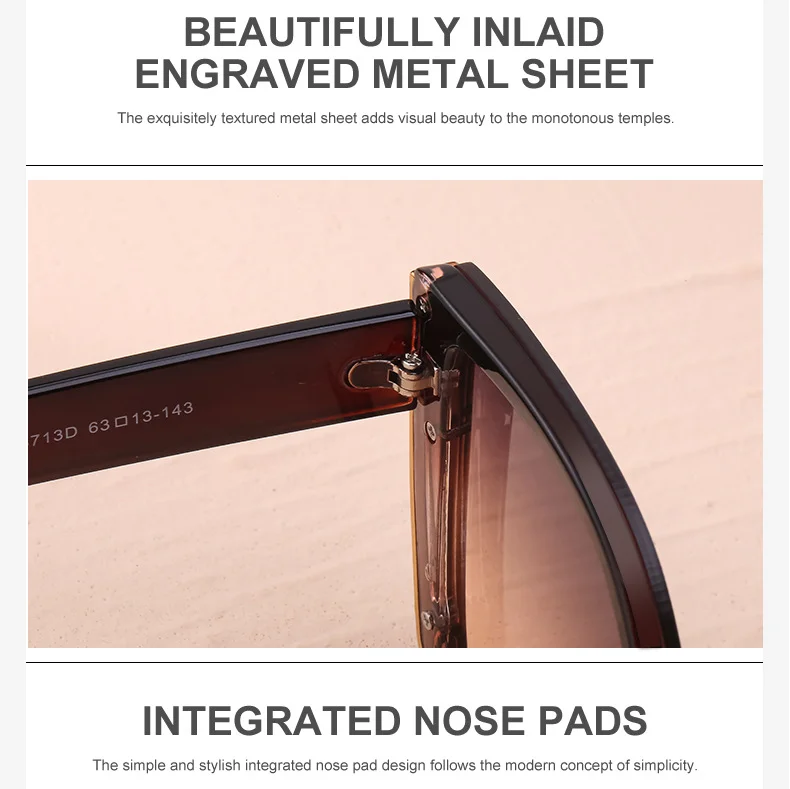 Black PC Women's Oversized Cat Eye Sunglasses - Trendy Fashion UV Protection Shades - Details 12