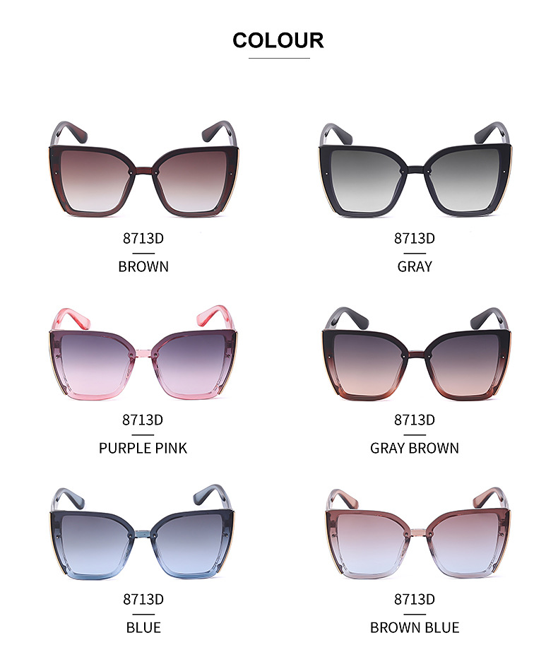 Black PC Women's Oversized Cat Eye Sunglasses - Trendy Fashion UV Protection Shades - Details 17