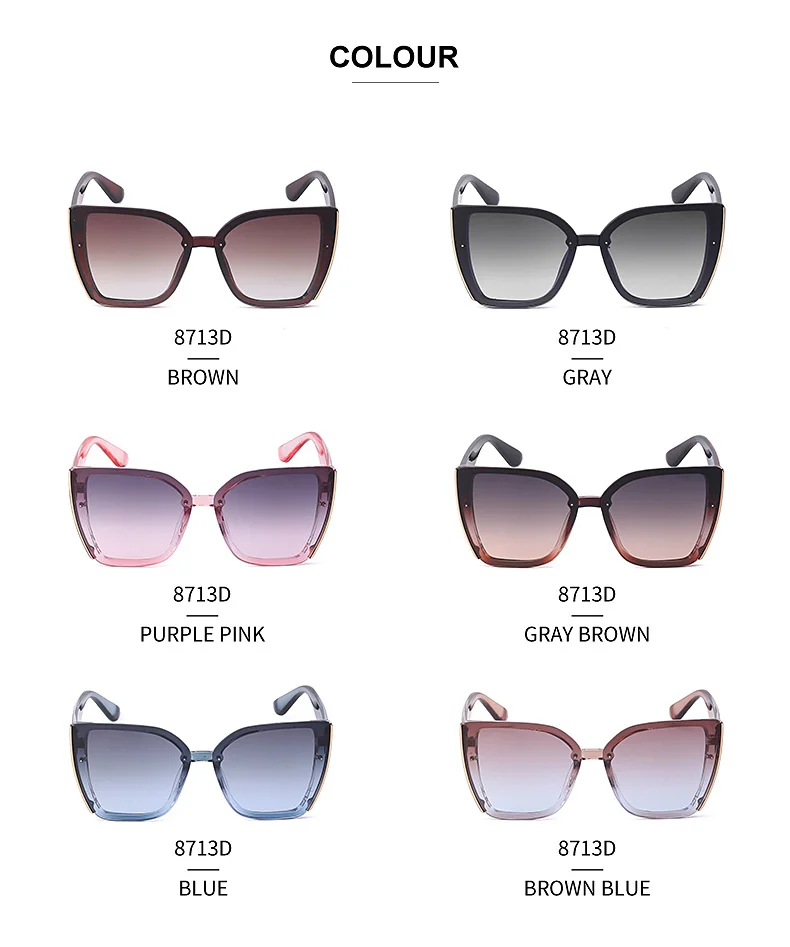 Black PC Women's Oversized Cat Eye Sunglasses - Trendy Fashion UV Protection Shades - Details 17
