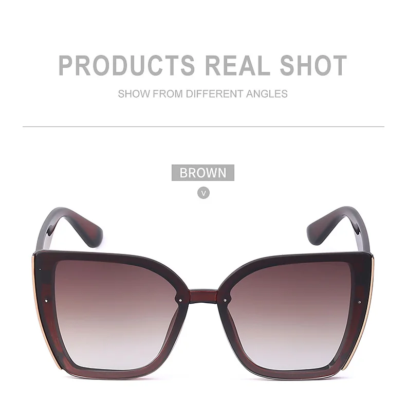 Black PC Women's Oversized Cat Eye Sunglasses - Trendy Fashion UV Protection Shades - Details 18