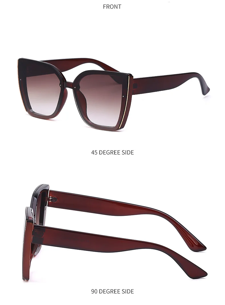 Black PC Women's Oversized Cat Eye Sunglasses - Trendy Fashion UV Protection Shades - Details 19