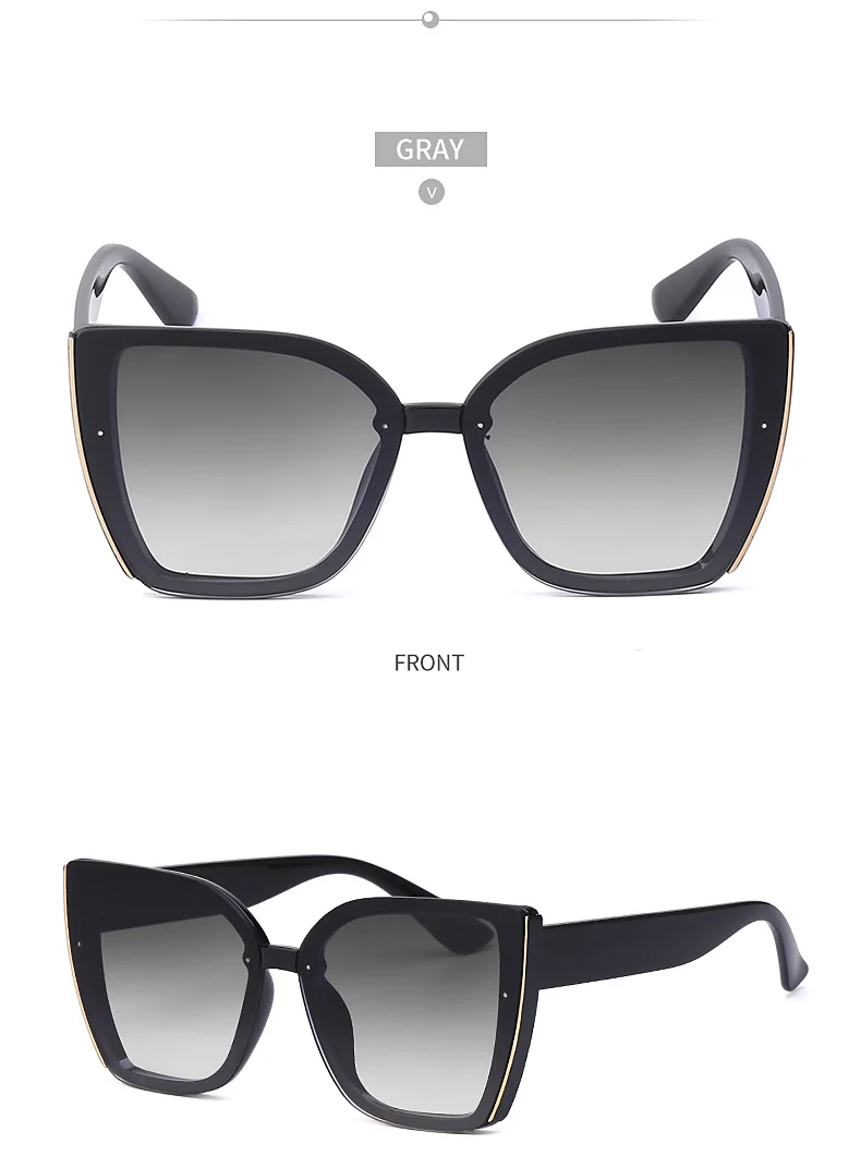 Black PC Women's Oversized Cat Eye Sunglasses - Trendy Fashion UV Protection Shades - Details 20