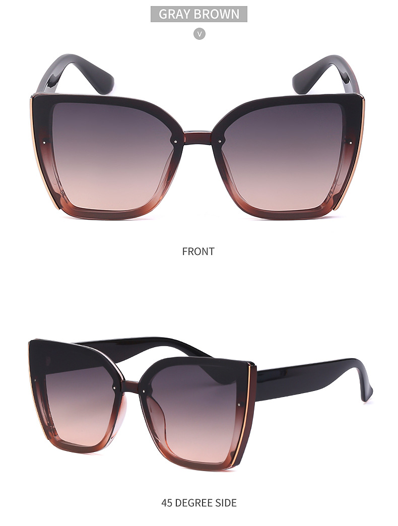 Black PC Women's Oversized Cat Eye Sunglasses - Trendy Fashion UV Protection Shades - Details 22