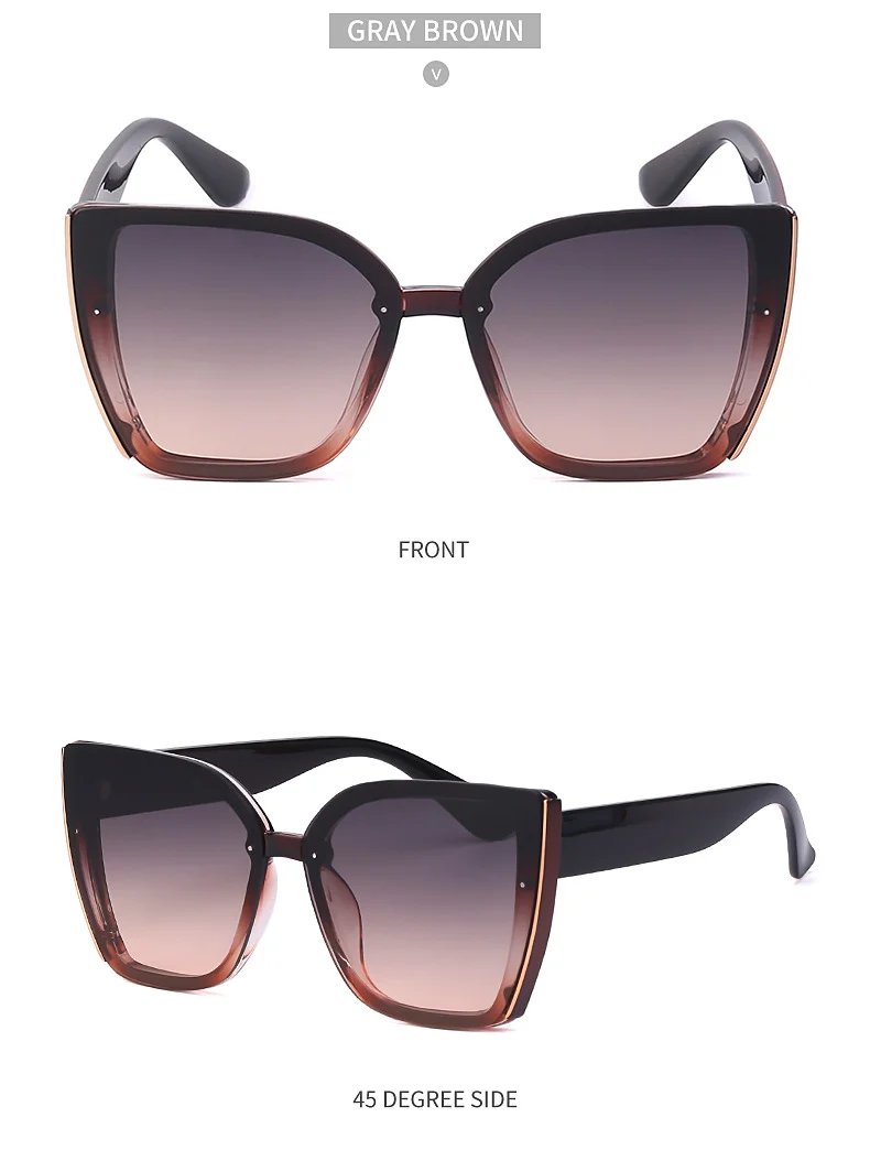 Black PC Women's Oversized Cat Eye Sunglasses - Trendy Fashion UV Protection Shades - Details 22