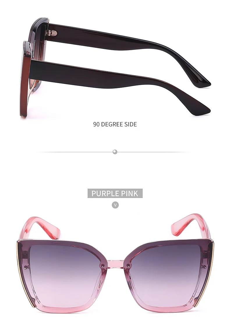 Black PC Women's Oversized Cat Eye Sunglasses - Trendy Fashion UV Protection Shades - Details 23