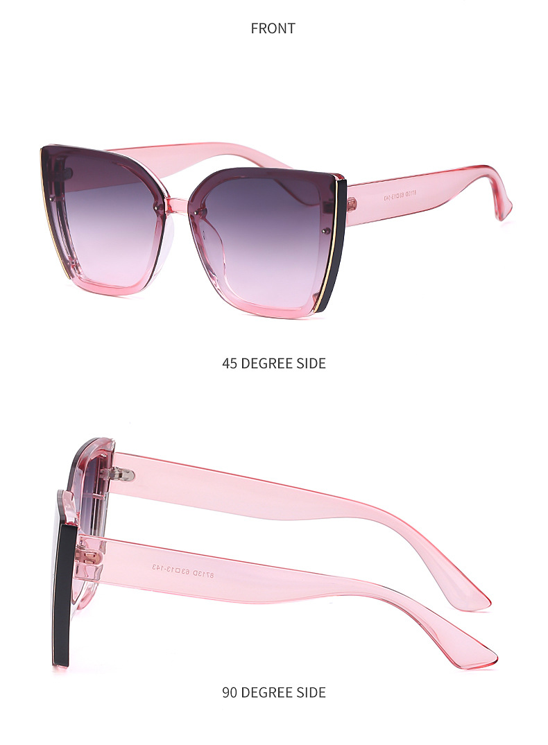 Black PC Women's Oversized Cat Eye Sunglasses - Trendy Fashion UV Protection Shades - Details 24