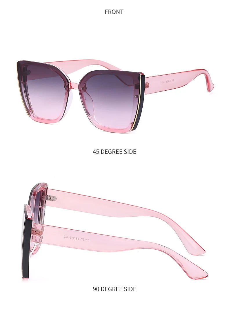 Black PC Women's Oversized Cat Eye Sunglasses - Trendy Fashion UV Protection Shades - Details 24