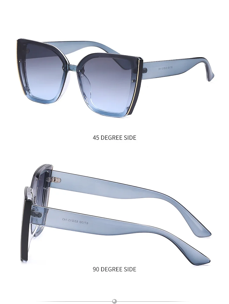 Black PC Women's Oversized Cat Eye Sunglasses - Trendy Fashion UV Protection Shades - Details 26