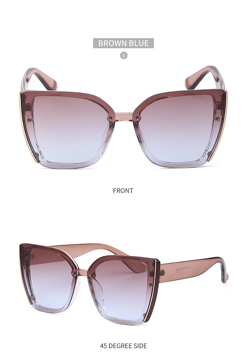 Black PC Women's Oversized Cat Eye Sunglasses - Trendy Fashion UV Protection Shades - Details 27