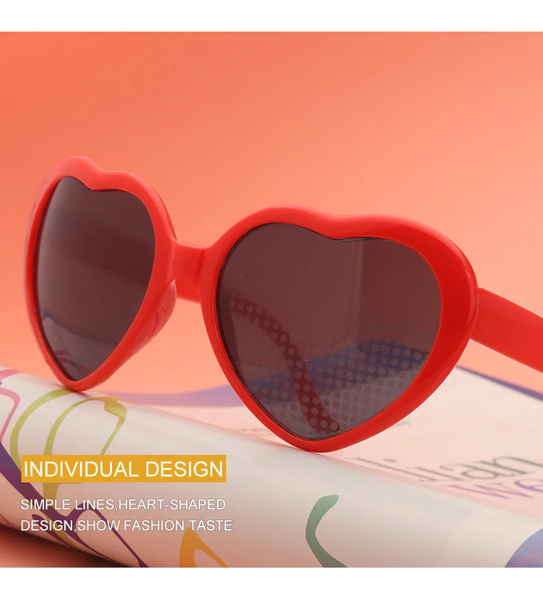 Black PC Heart Light Effect Sunglasses - Romantic Diffraction Glasses for Night Party Stage - Details 4