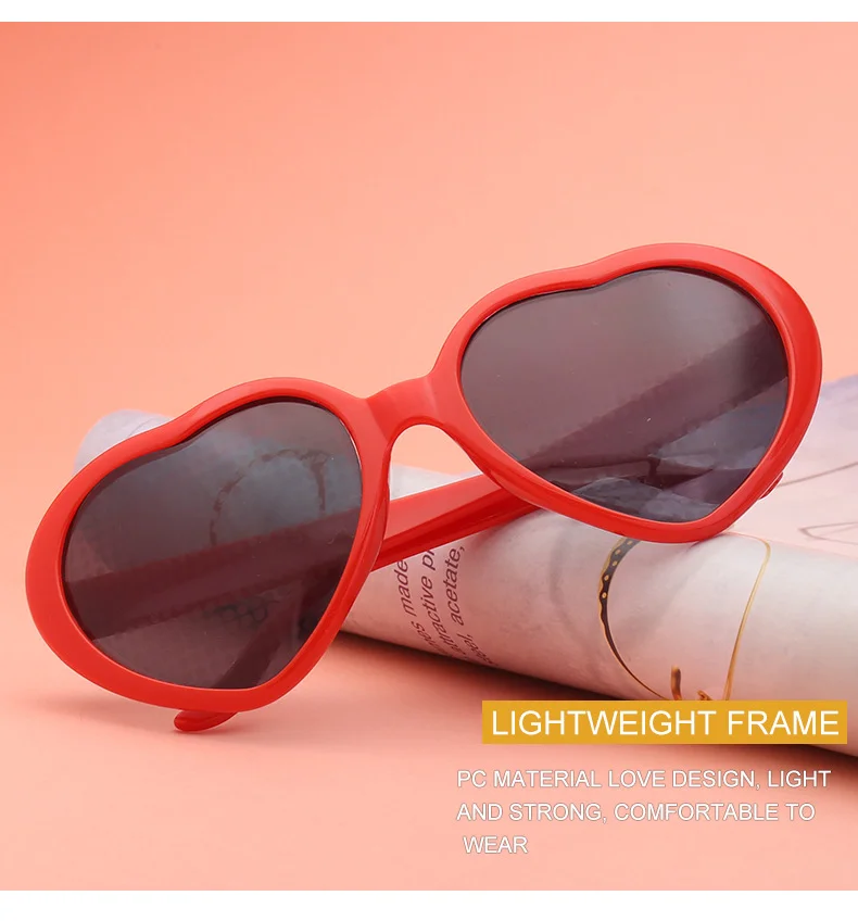 Black PC Heart Light Effect Sunglasses - Romantic Diffraction Glasses for Night Party Stage - Details 5