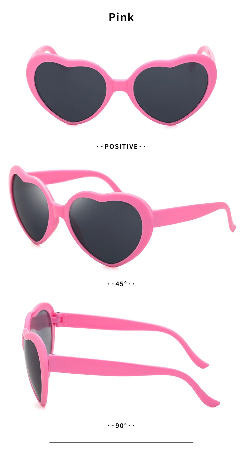 Black PC Heart Light Effect Sunglasses - Romantic Diffraction Glasses for Night Party Stage - Details 12