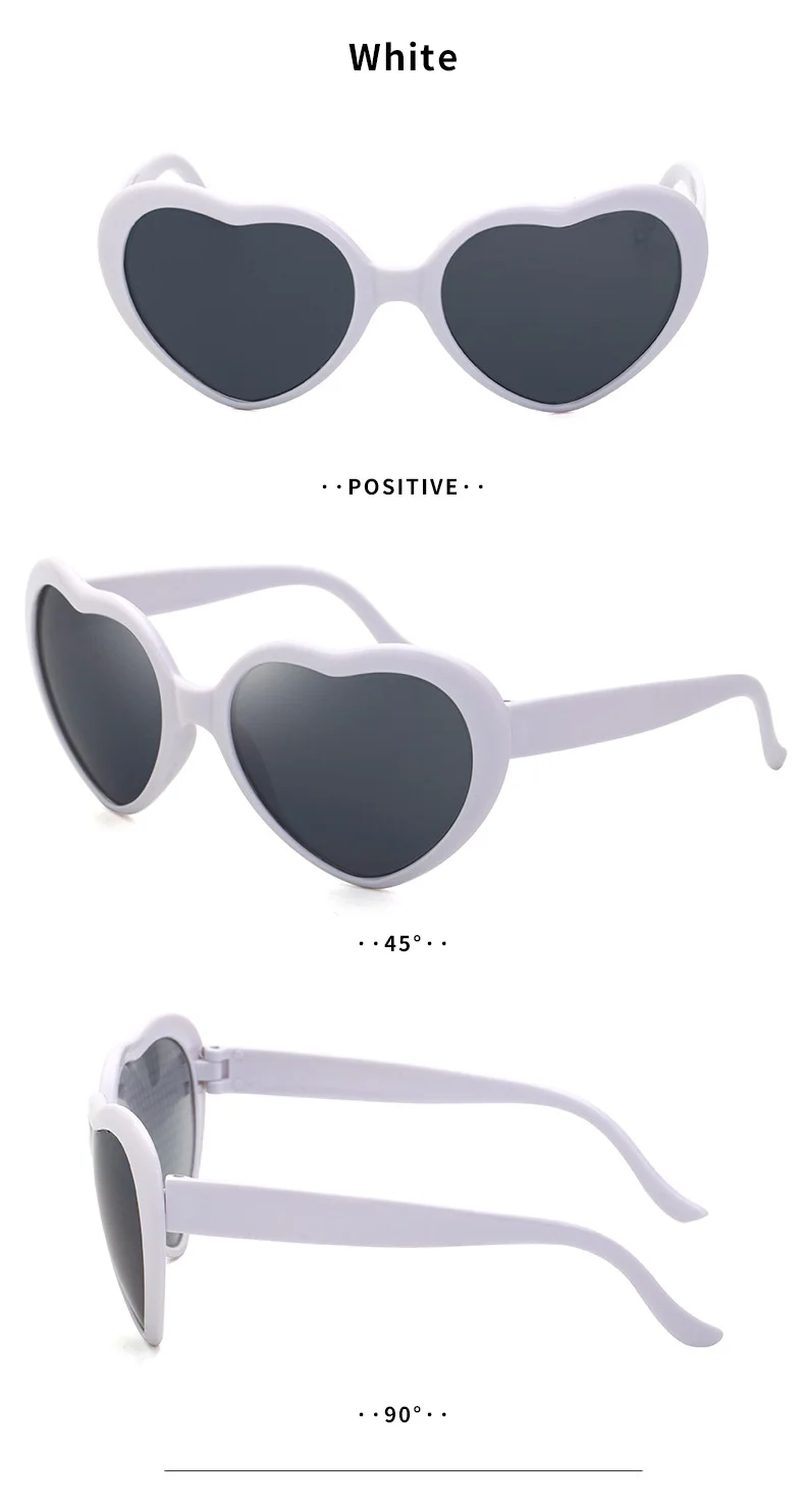 Black PC Heart Light Effect Sunglasses - Romantic Diffraction Glasses for Night Party Stage - Details 13