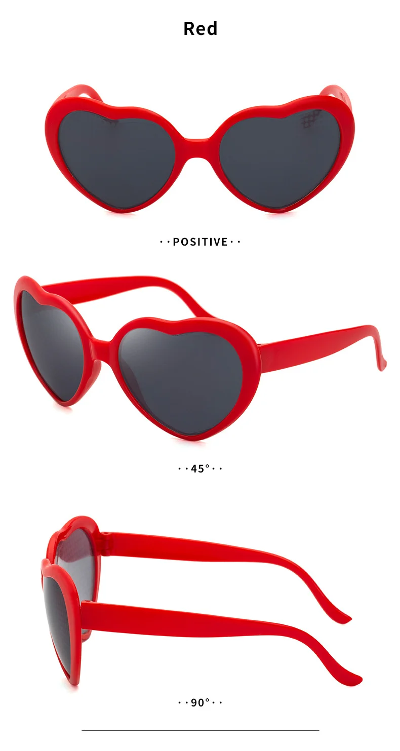 Black PC Heart Light Effect Sunglasses - Romantic Diffraction Glasses for Night Party Stage - Details 14