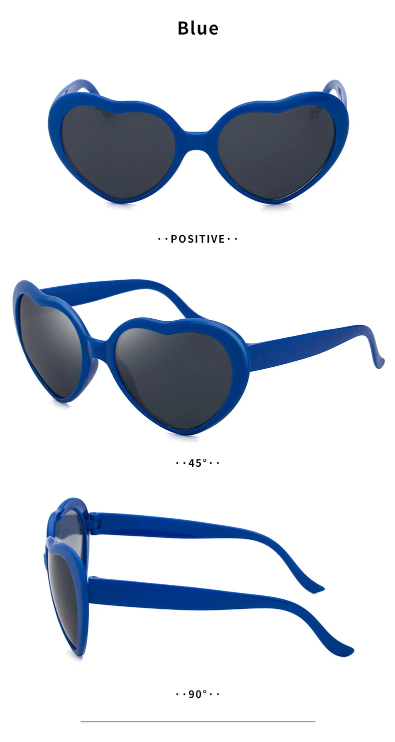 Black PC Heart Light Effect Sunglasses - Romantic Diffraction Glasses for Night Party Stage - Details 15