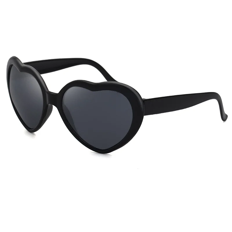 Black PC Heart Light Effect Sunglasses - Romantic Diffraction Glasses for Night Party Stage - View 4