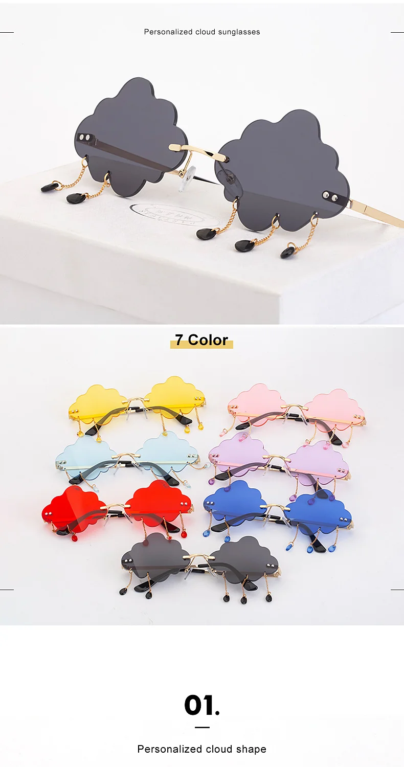 Black PC Novelty Cloud Sunglasses with Liquid Pendant - Funny Ocean片 Party Sun Glasses - Details 6