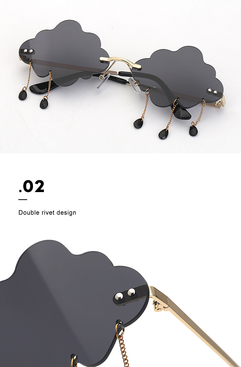 Black PC Novelty Cloud Sunglasses with Liquid Pendant - Funny Ocean片 Party Sun Glasses - Details 7