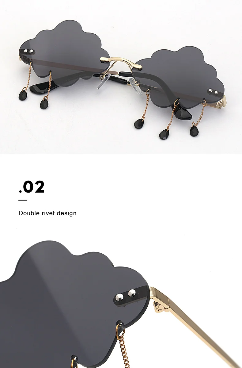 Black PC Novelty Cloud Sunglasses with Liquid Pendant - Funny Ocean片 Party Sun Glasses - Details 7
