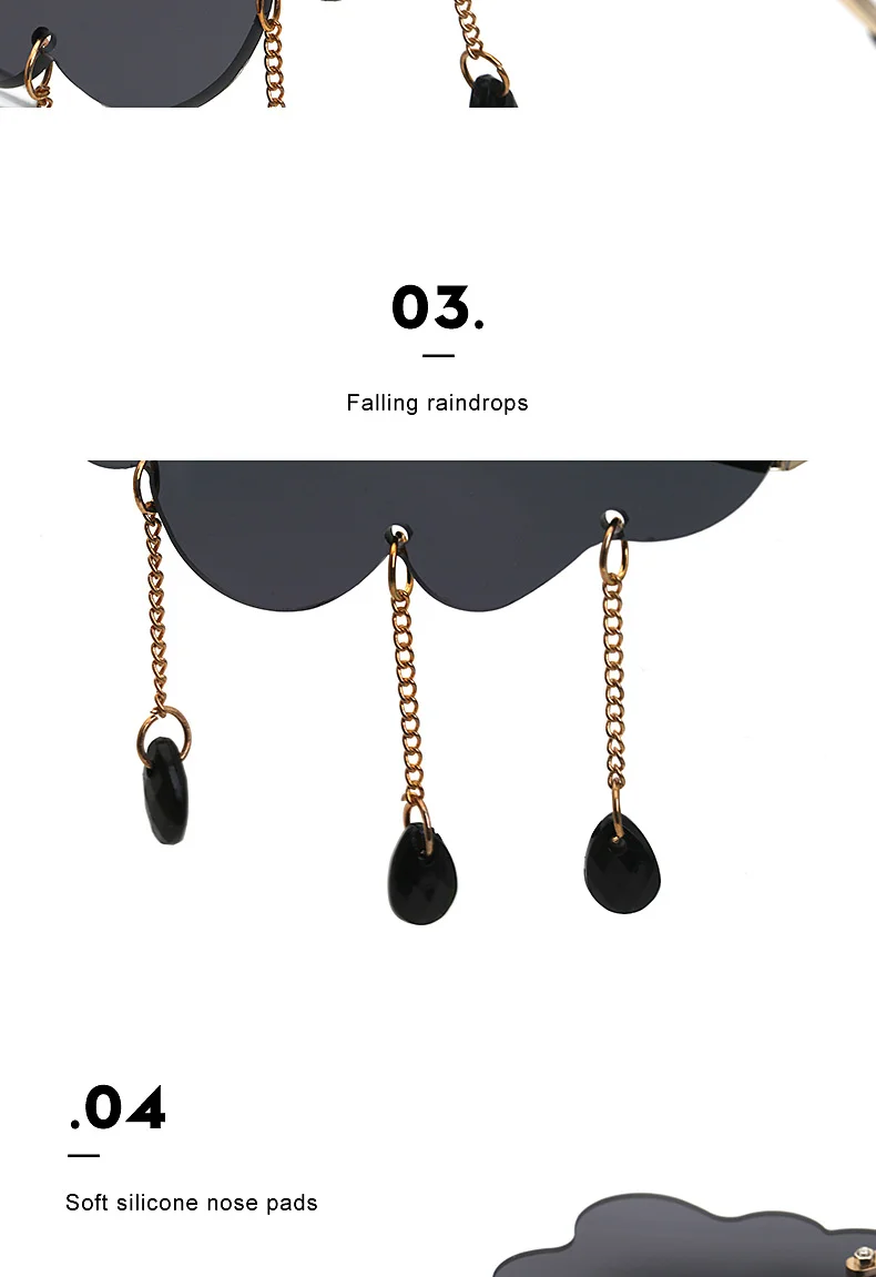 Black PC Novelty Cloud Sunglasses with Liquid Pendant - Funny Ocean片 Party Sun Glasses - Details 8