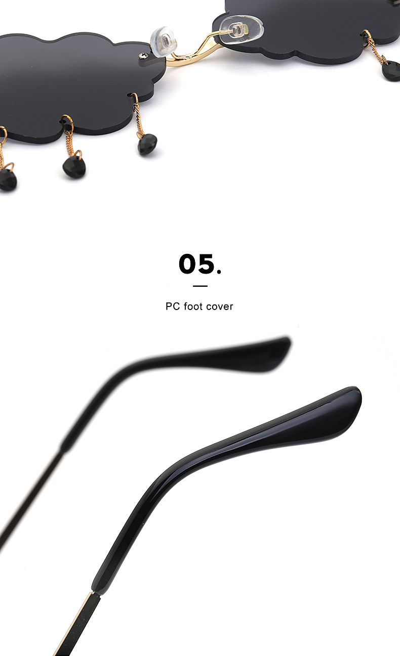Black PC Novelty Cloud Sunglasses with Liquid Pendant - Funny Ocean片 Party Sun Glasses - Details 9