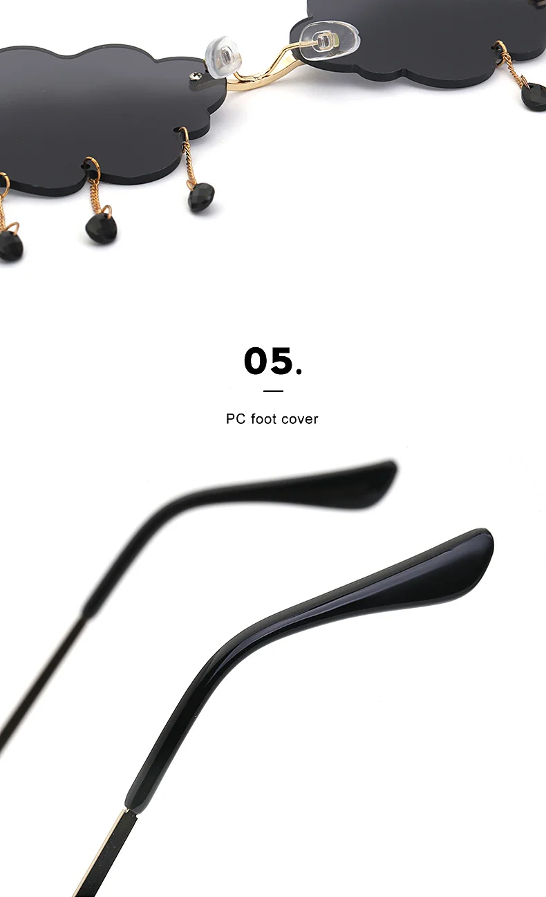 Black PC Novelty Cloud Sunglasses with Liquid Pendant - Funny Ocean片 Party Sun Glasses - Details 9