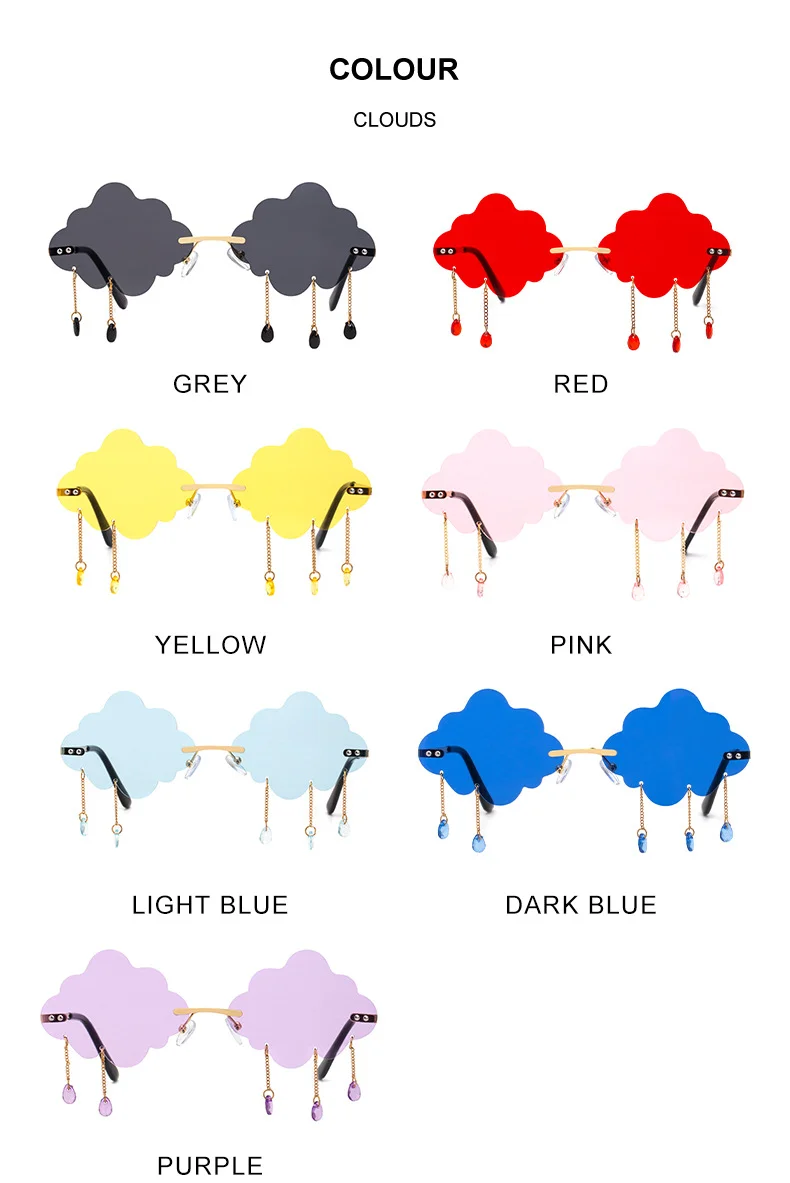 Black PC Novelty Cloud Sunglasses with Liquid Pendant - Funny Ocean片 Party Sun Glasses - Details 11